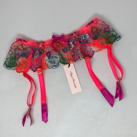Agent Provocateur Zuri Orange Teal Pink Suspender NWT $125
